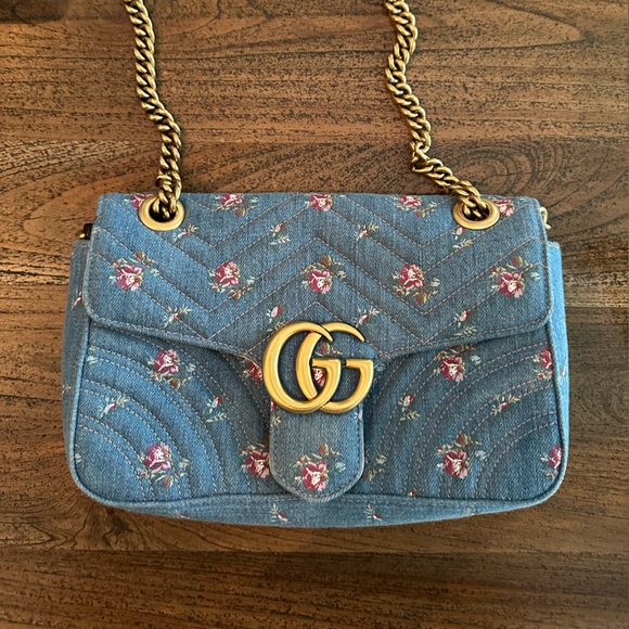Japan Exclusive GUCCI Denim GG Marmont Shoulder Bag - Picture 2 of 11